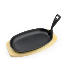 Gusseisen Sizzle Platter mit hölzernen Tablett Sizzler Platte 9 &quot;x 5&quot;